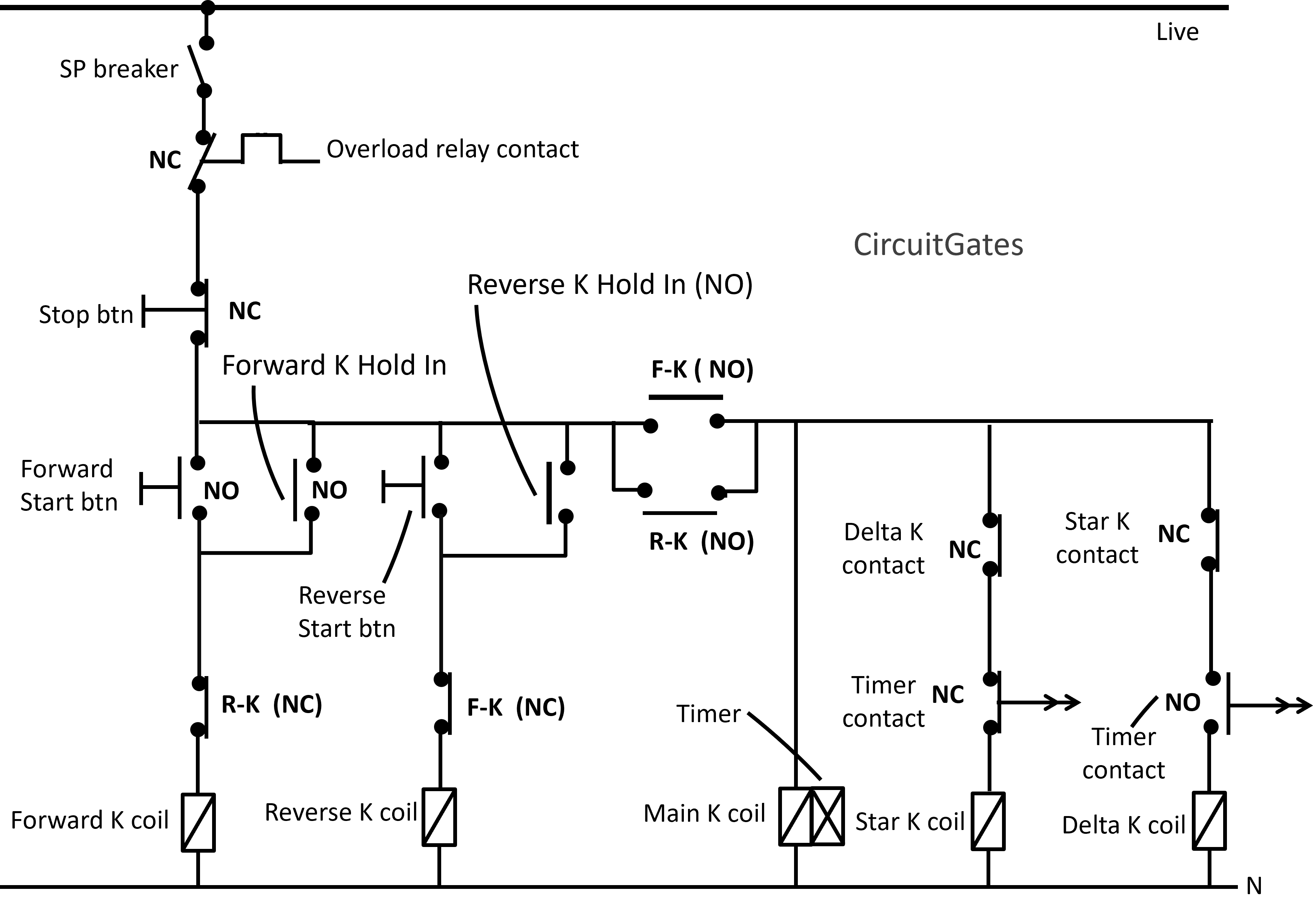 stardelta forward and reverse starter control circuit