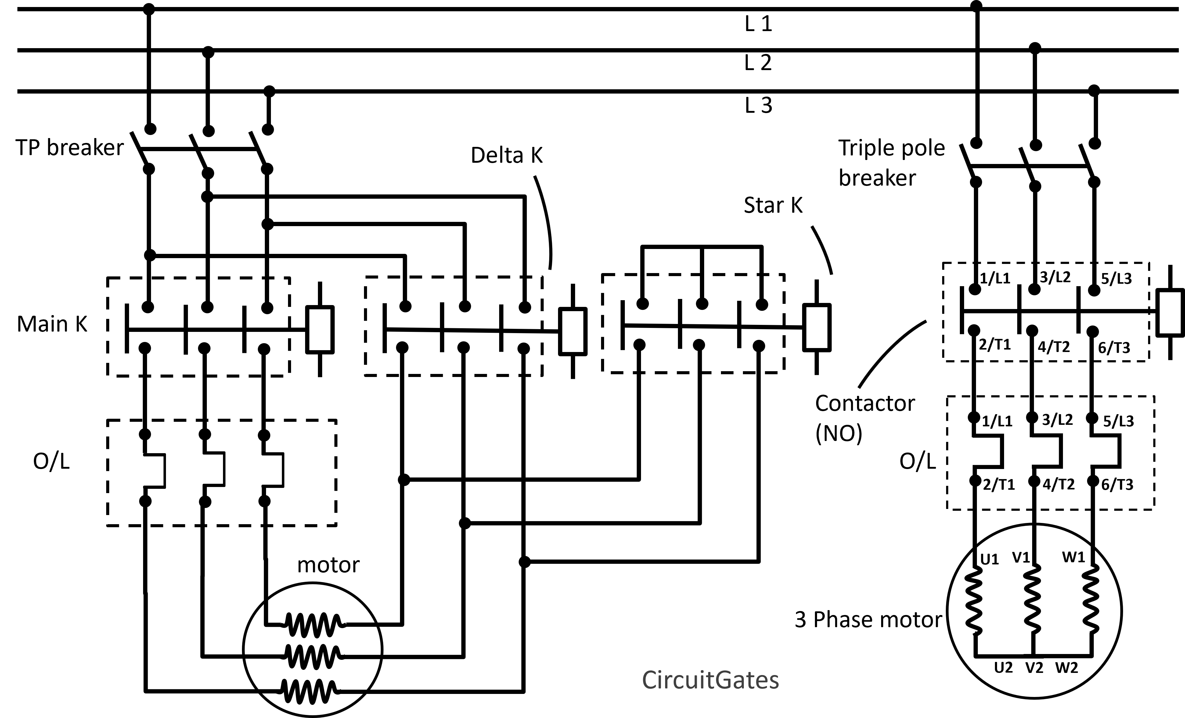 sequential electric motor starting power circuit