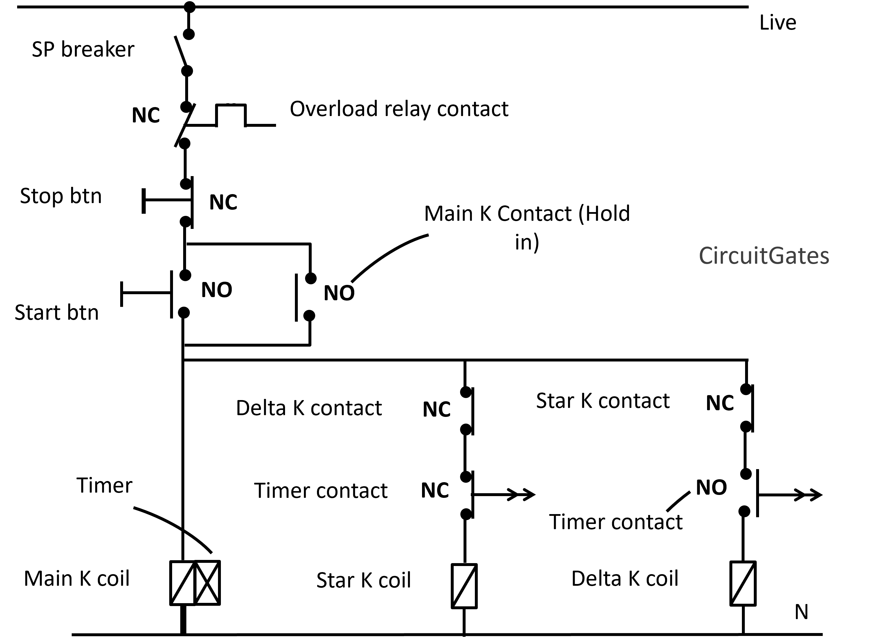 star-delta starter control circuit